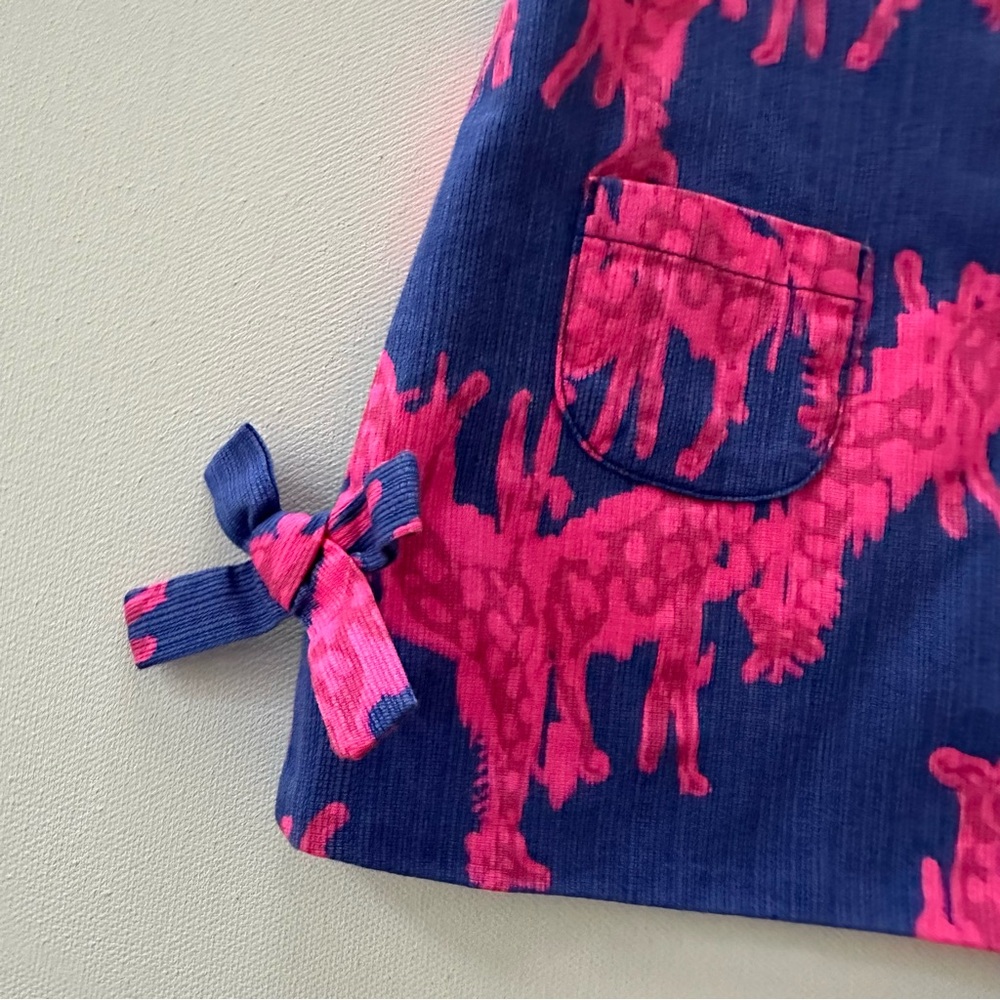 Lilly Pulitzer 6-12 Months Baby Girl Shift Dress Giraffe Neck In Neck Pink Blue - Picture 5 of 7